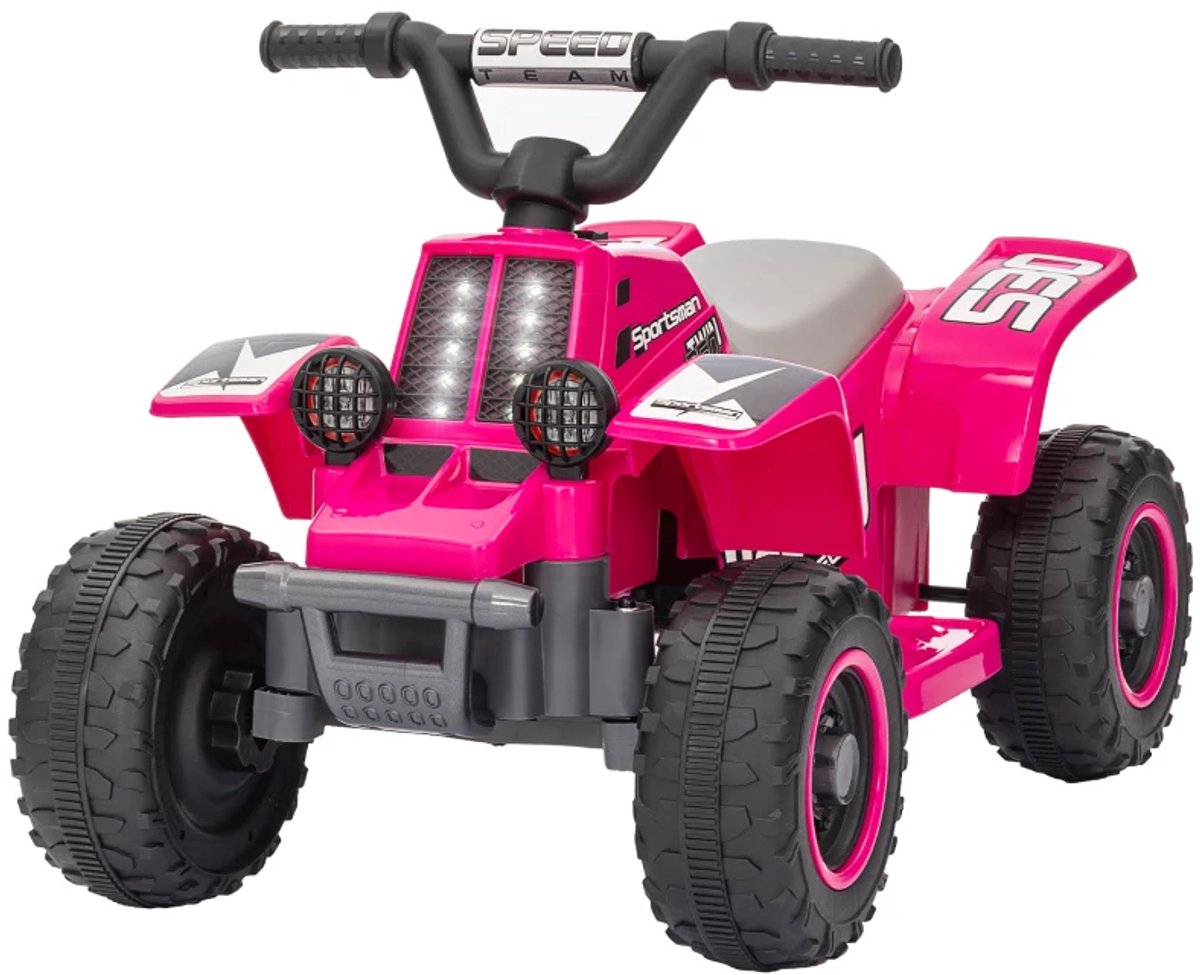 Elektrische Kinderquad - Voertuig met 4 Wielen - 6V - tot 3 km/u - Kinderen 1,5-3 jaar - voor- en achteruitrijdbaar - met LED-koplampen - Kindervoertuig - Accuvoertuigen - Roze Accuvoertuig kopen online
