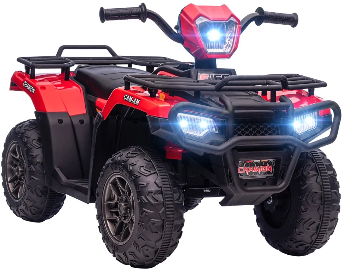 Elektrische Kinderquad - Voertuig met 4 Wielen - 6V - tot 4 km/u - Kinderen 3-6 jaar - USB-aansluiting, LED-koplampen & Muziek - Kindervoertuig - Accuvoertuigen - Zwart+Rood Accuvoertuig kopen online