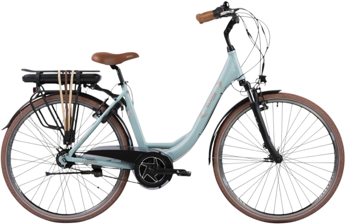 Eluxo E-Voltage City N8 - Elektrische Fiets - Zeeblauw - 28 inch - Accu 468Wh - 250W Bewo Middenmotor - Shimano Revoshifter 8 Versnellingen - V-Brake Remmen Fiets (elektrisch) kopen online