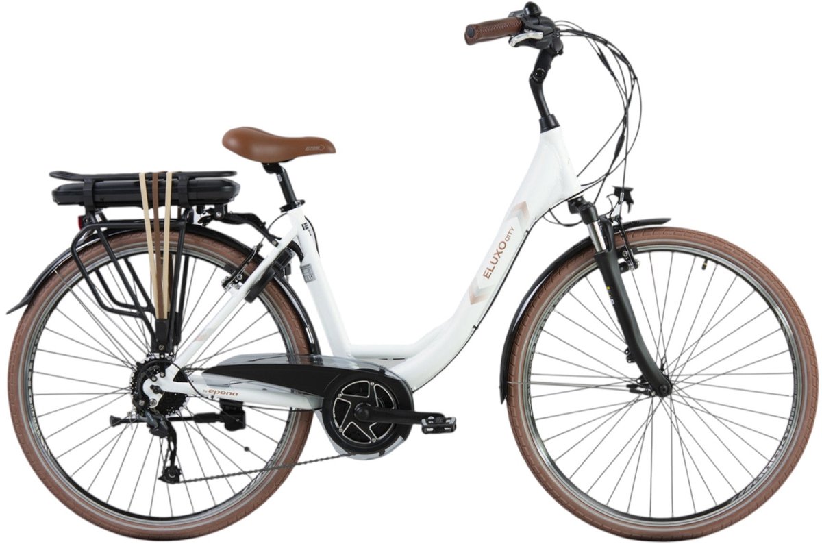 Eluxo E-Voltage D9 - Elektrische Fiets - Mat Wit - 28 inch - Accu 468Wh - 250W Bewo Middenmotor - Shimano Altus 9 Versnellingen - V-Brake Remmen Fiets (elektrisch) kopen online