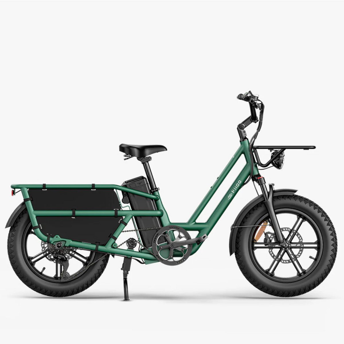fiido t2 2025 elektrische longtail bakfiets bosgroen 20x4 inch accu 998 4wh 48v 250 w 55nm mivice motor shimano 7 versnellingen hydraulische remmen