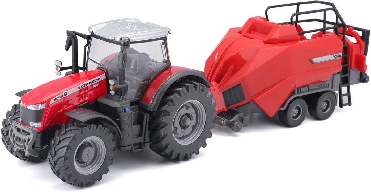 gedetailleerd schaalmodel massey ferguson 8740s tractor met balenpers