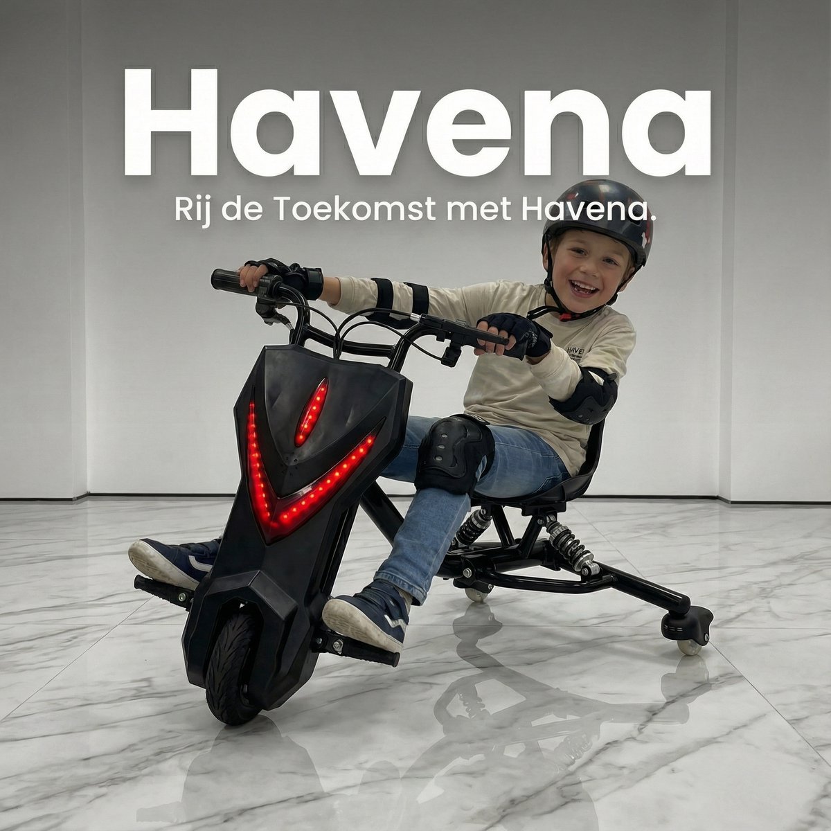 Havena Elektrische Drift Trike Kart 250W 36V Versie 2.0 – Zwart met Achtervering Accuvoertuig kopen online
