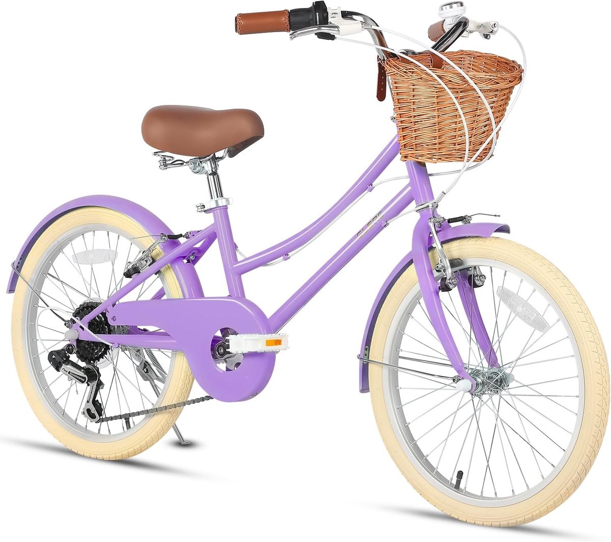 Hybride stadsfiets voor meisjes met 6 versnellingen - Comfortabele cruiserfiets met rieten mand Kinderfiets kopen online