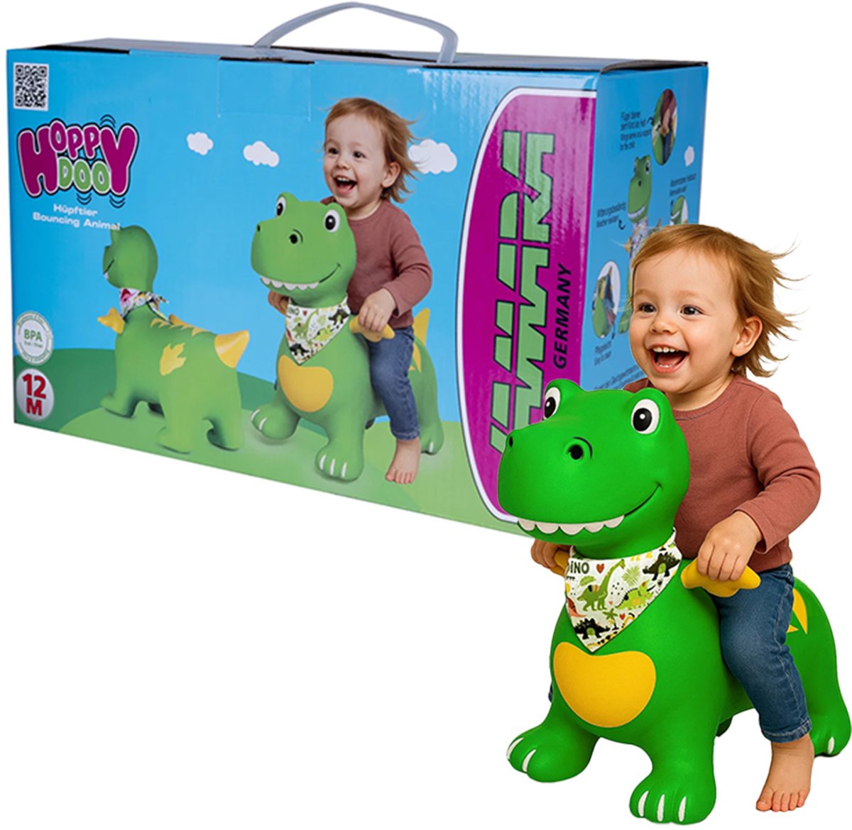 jamara skippybal 466007 skippydier dino met vleugels groen junior met pomp