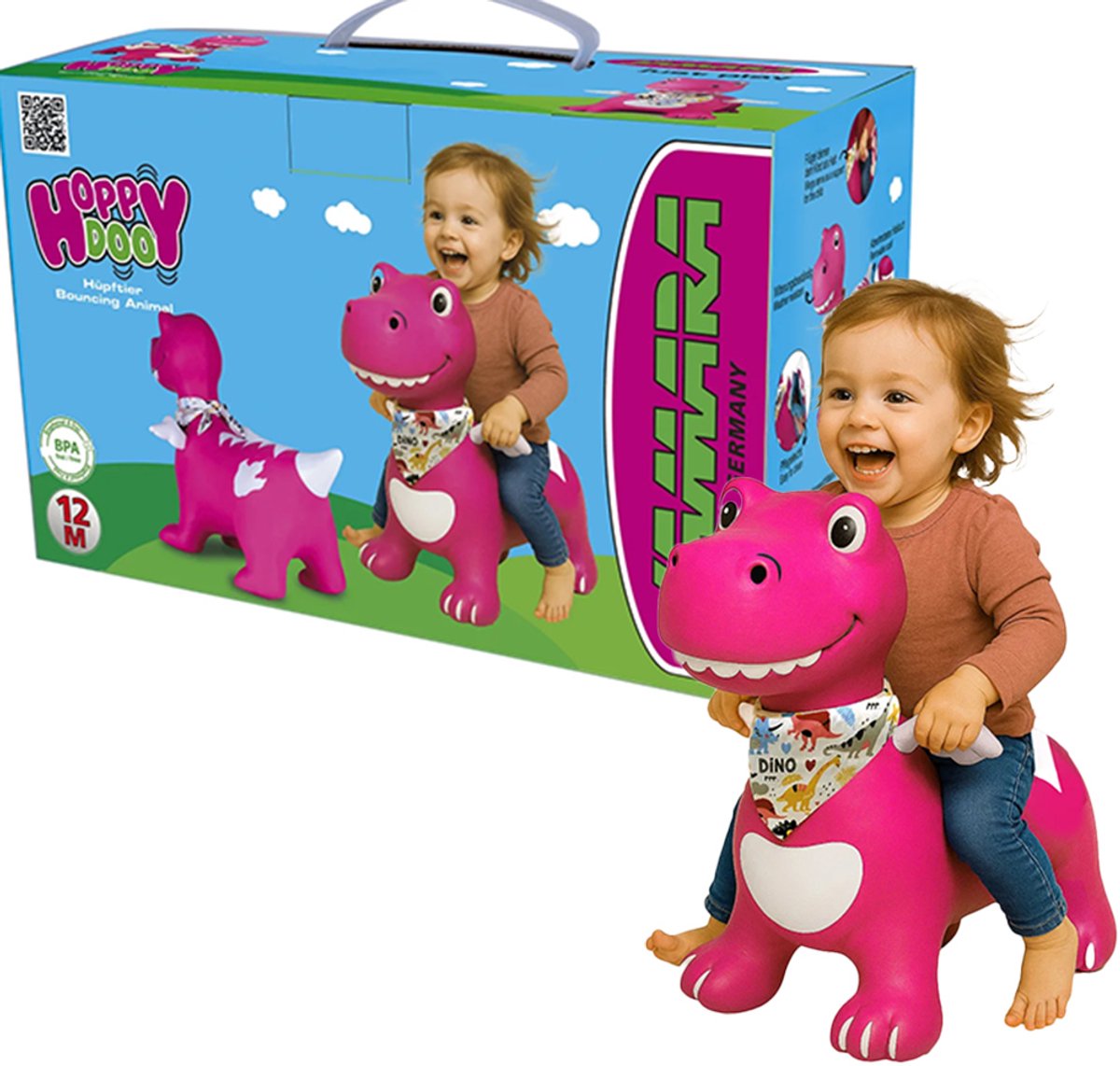 jamara skippybal 466008 skippydier dino met vleugels roze junior met pomp