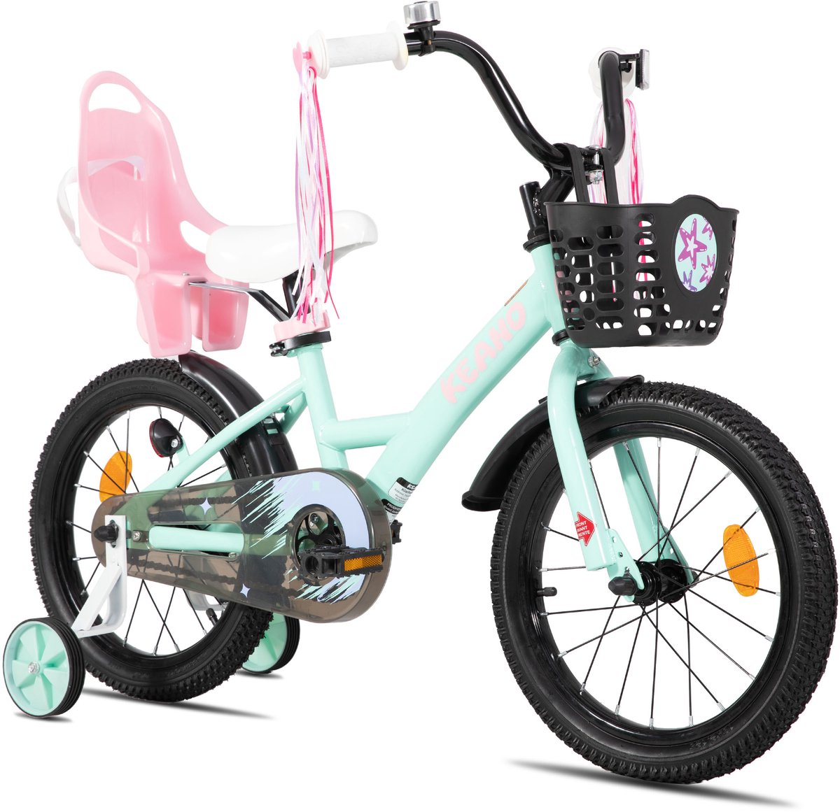Joystar Zinnia Kinderfiets – 16 Inch – Met Mandje & Slingers – Zijwieltjes – Bel – Terugtraprem – Groente Kinderfiets kopen online