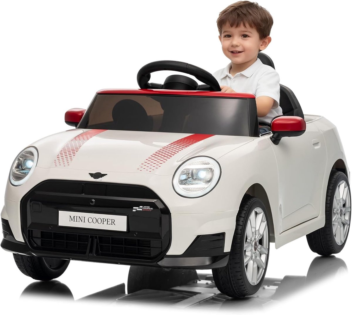 kinder elektrische auto 12v accu afstandsbediening led muziek claxon vanaf 3 jaar wit