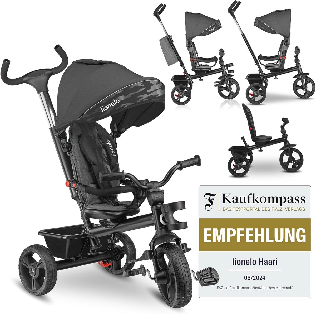 kinderdriewieler 4 in 1 met draaibare zitting en verstelbaar oudergedeelte voor kinderen van 1 5 tot 5 jaar