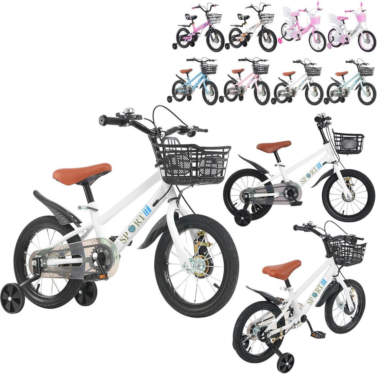 Kinderfiets 12/14/16 inch met mand en steunwielen voor jongens en meisjes van 2 tot 8 jaar Kinderfiets kopen online