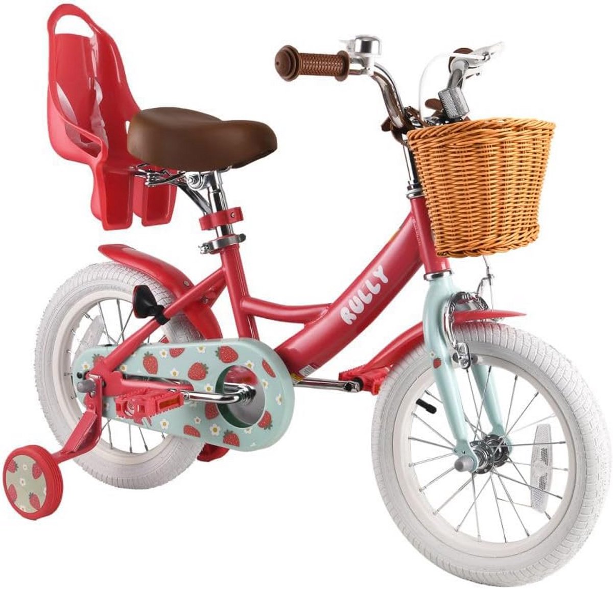 Kinderfiets Meisjes 12, 14, 16 Inch met Zijwieltjes, Mand en Poppenzitje | Geschikt voor 2-7 Jaar Kinderfiets kopen online