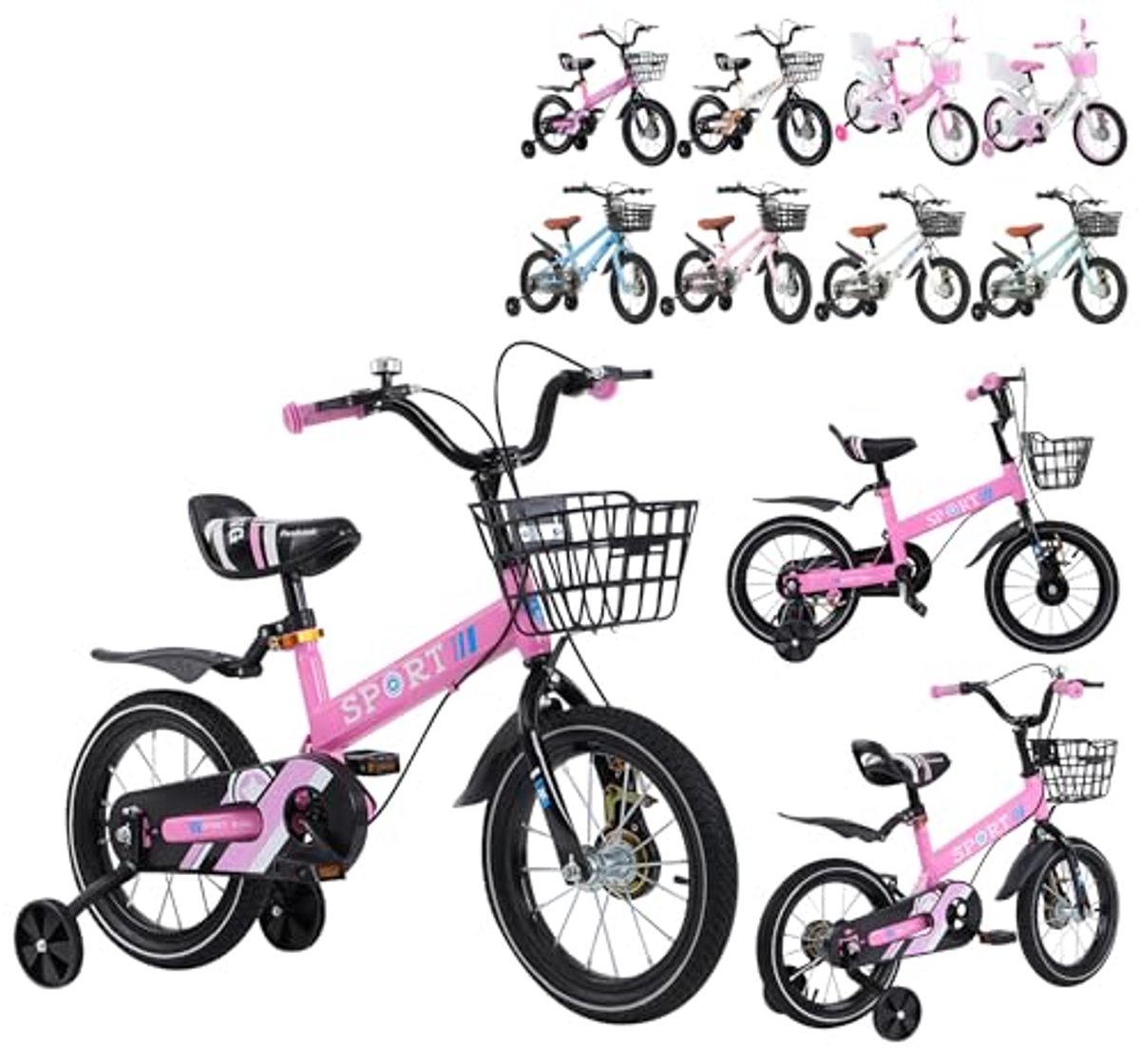 kinderfiets met mand en steunwielen 12 14 16 inch voor jongens en meisjes perfect voor beginners