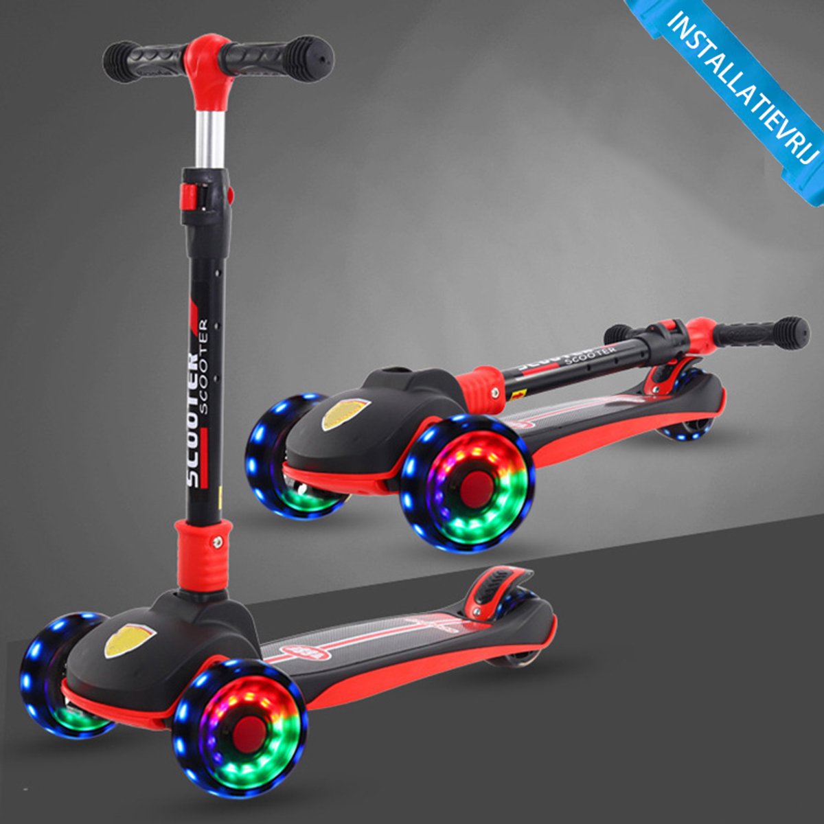 kinderstep 3 lichtgevende led wielen hoogte verstelbaar jongens meisjes 4 hoogtes 60 75cm step e nknops opvouwbaar geschikt voor 2 9 jaar zwart