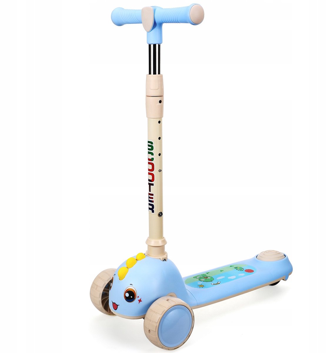 kinderstep blauwe opvouwbare step met lichtjes en muziek veiligheid en plezier voor kinderen