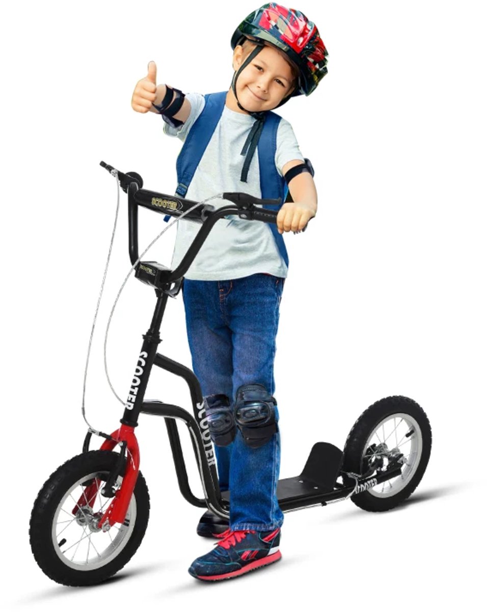 Kinderstep - Kinderstepjes met 12-inch Luchtbanden - Step - Stadsstep - Stuurhoogte: 75-80 cm - Speelgoed Jongens/Meisjes 5-12 jaar - Draagkracht tot 100 kg - Zwart Step kopen online