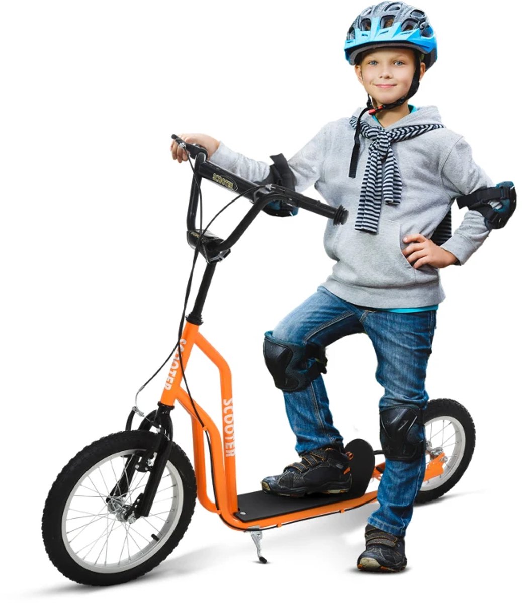 Kinderstep - Kinderstepjes met 16/12-inch Luchtbanden - Step - Stadsstep - Stuurhoogte: 88-94 cm - Speelgoed Jongens/Meisjes 5-12 jaar - Draagkracht tot 100 kg - Oranje Step kopen online