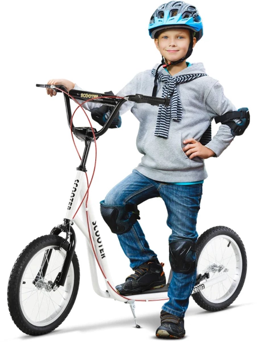 Kinderstep - Kinderstepjes met 16-inch luchtbanden en Handrem - Opvouwbaar Step - Stadsstep - Stuurhoogte: 90-96 cm - Speelgoed Jongens/Meisjes vanaf 5 jaar - Draagkracht tot 100 kg - Wit Step kopen online