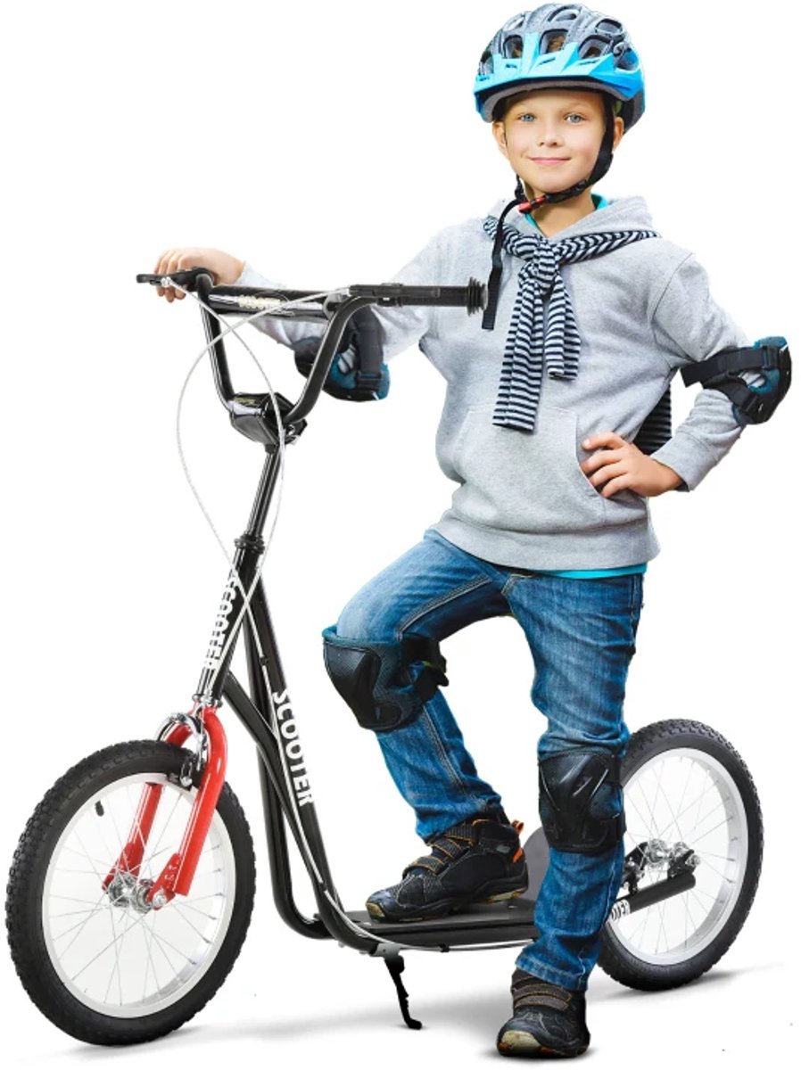 Kinderstep - Kinderstepjes met 16-inch luchtbanden en Handrem - Opvouwbaar Step - Stadsstep - Stuurhoogte: 90-96 cm - Speelgoed Jongens/Meisjes vanaf 5 jaar - Draagkracht tot 100 kg - Zwart Step kopen online