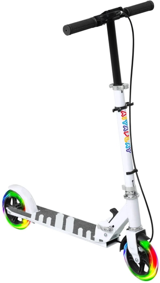 kinderstep kinderstepjes met dubbele remmen metalen frame voetsteun opvouwbaar step stadsstep dynamische lichtwielen stuurhoogte 73 89 cm speelgoed jongens meisjes 3 8 jaar wit