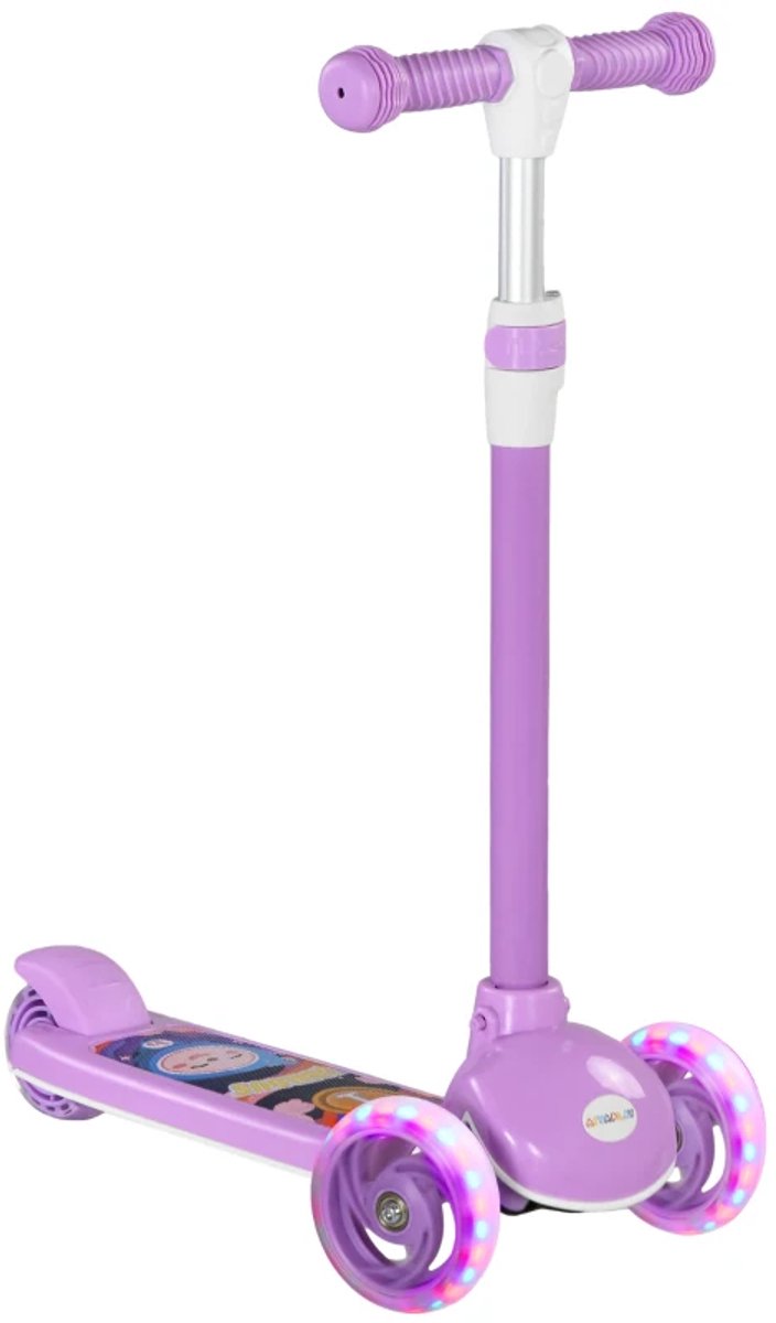 kinderstep kinderstepjes met led wielen opvouwbaar step stadsstep stuurhoogte 63 76 cm speelgoed jongens meisjes 2 6 jaar draagkracht tot 25 kg paars