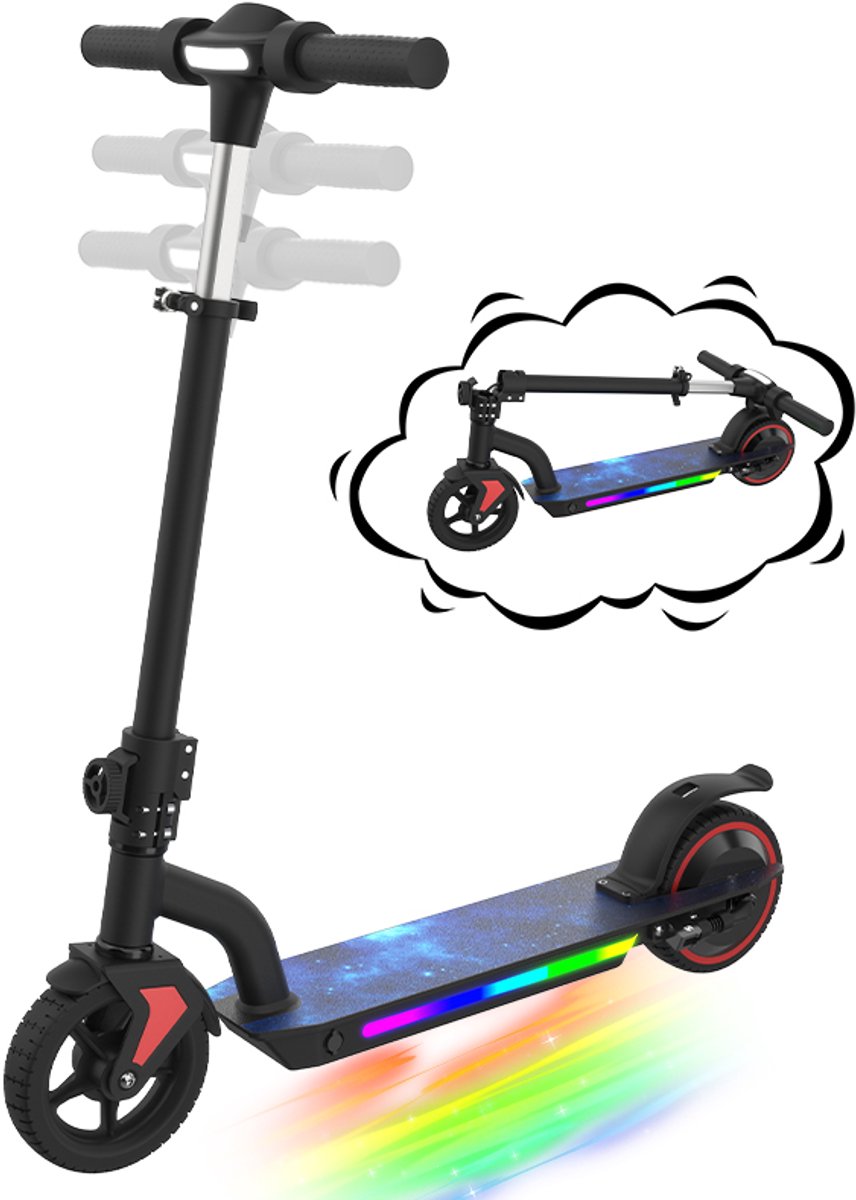 L1 PRO Elektrische Step Kinderen - Inklapbaar - 6 tot 12 jaar - 130W - Max 16 km/u - 12-16 km Bereik - LED Verlichting - Zwart Step kopen online