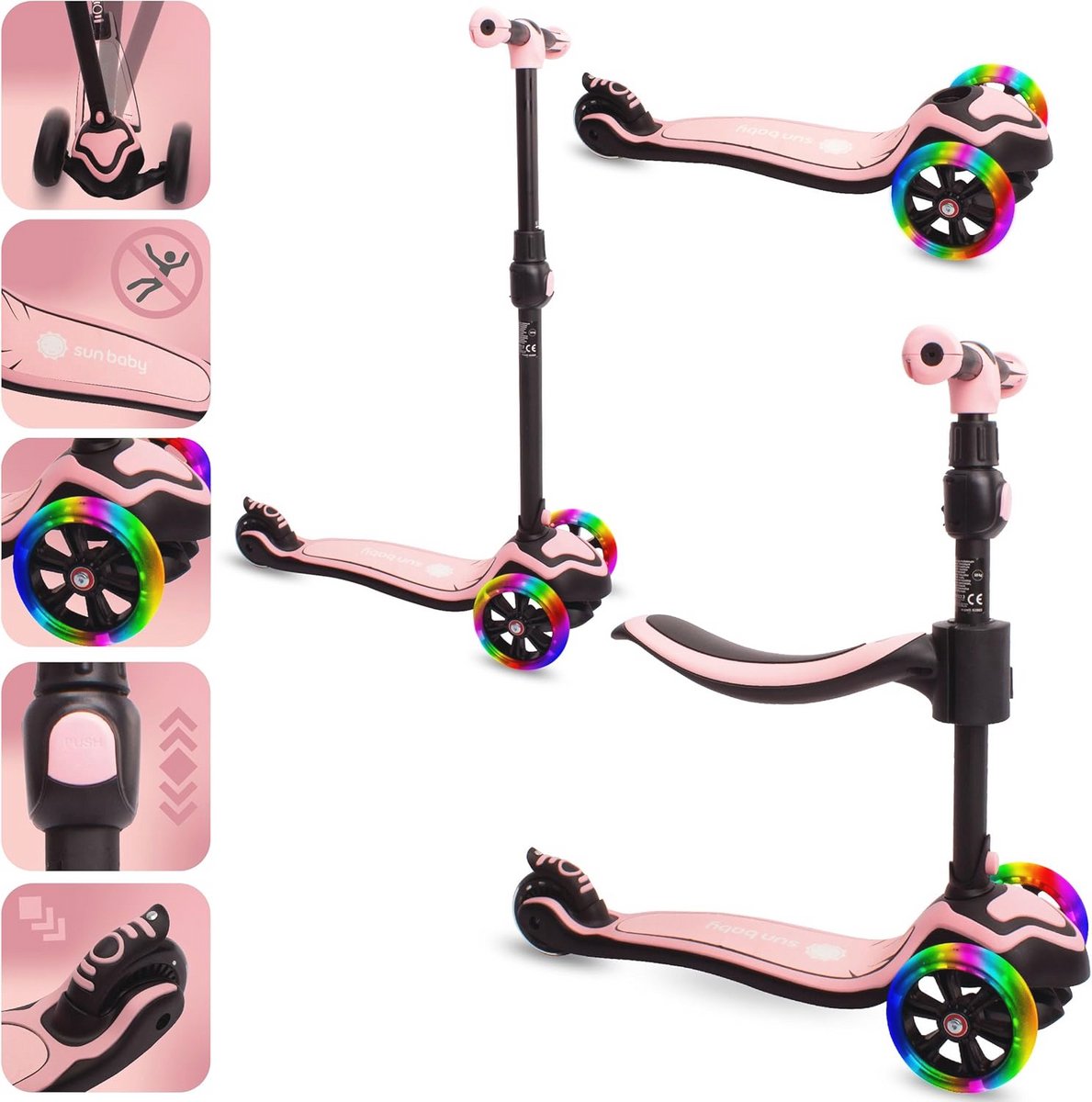 Lichtgewicht Kinderstep met Verlichtende Wielen - Verstelbare Hoogtes en Multi-functioneel Ontwerp Driewieler kopen online