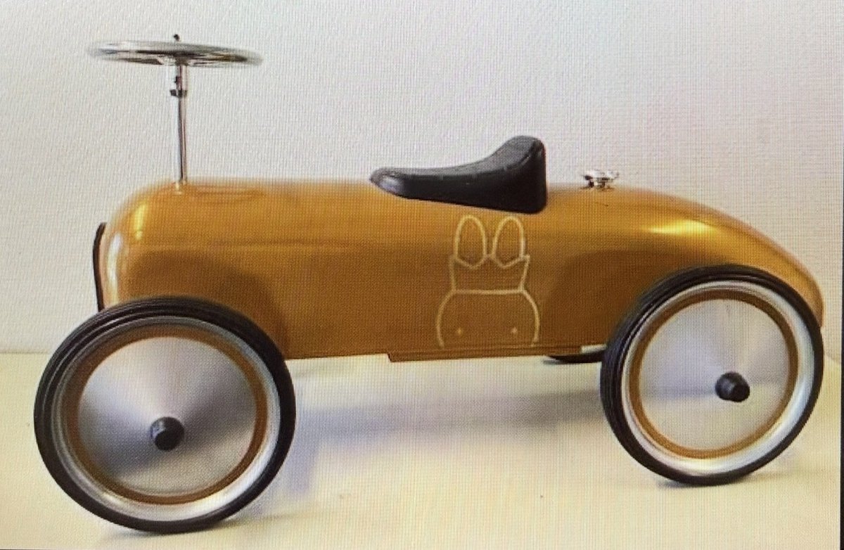 loopwagen nijntje retro roller 75 x 40 x 40 cm metal car gold miffy