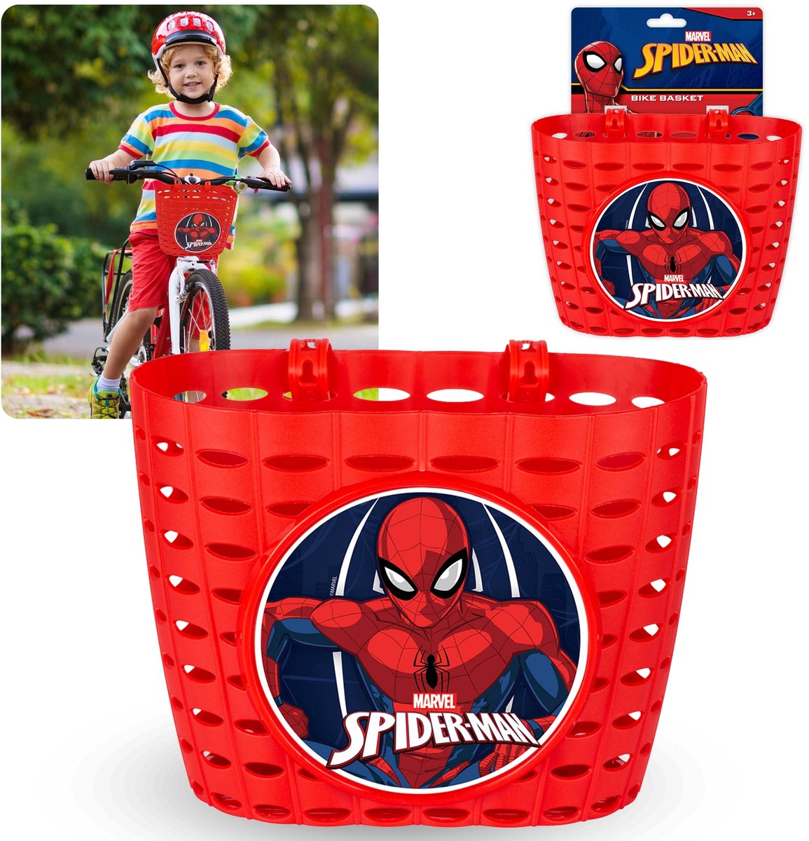 marvel spider man kinderstuurmand jongensmand voor fiets step 20x15x16 cm