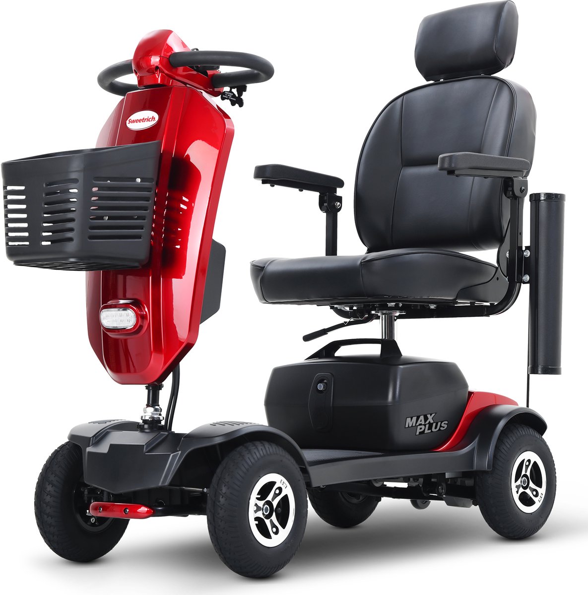 max plus red combo elektrische outdoor mobilit tsroller 300w motor met demping 360 draaibare luxezitplaats met kopsteun 2 drinkhouders met usb opladersluiting