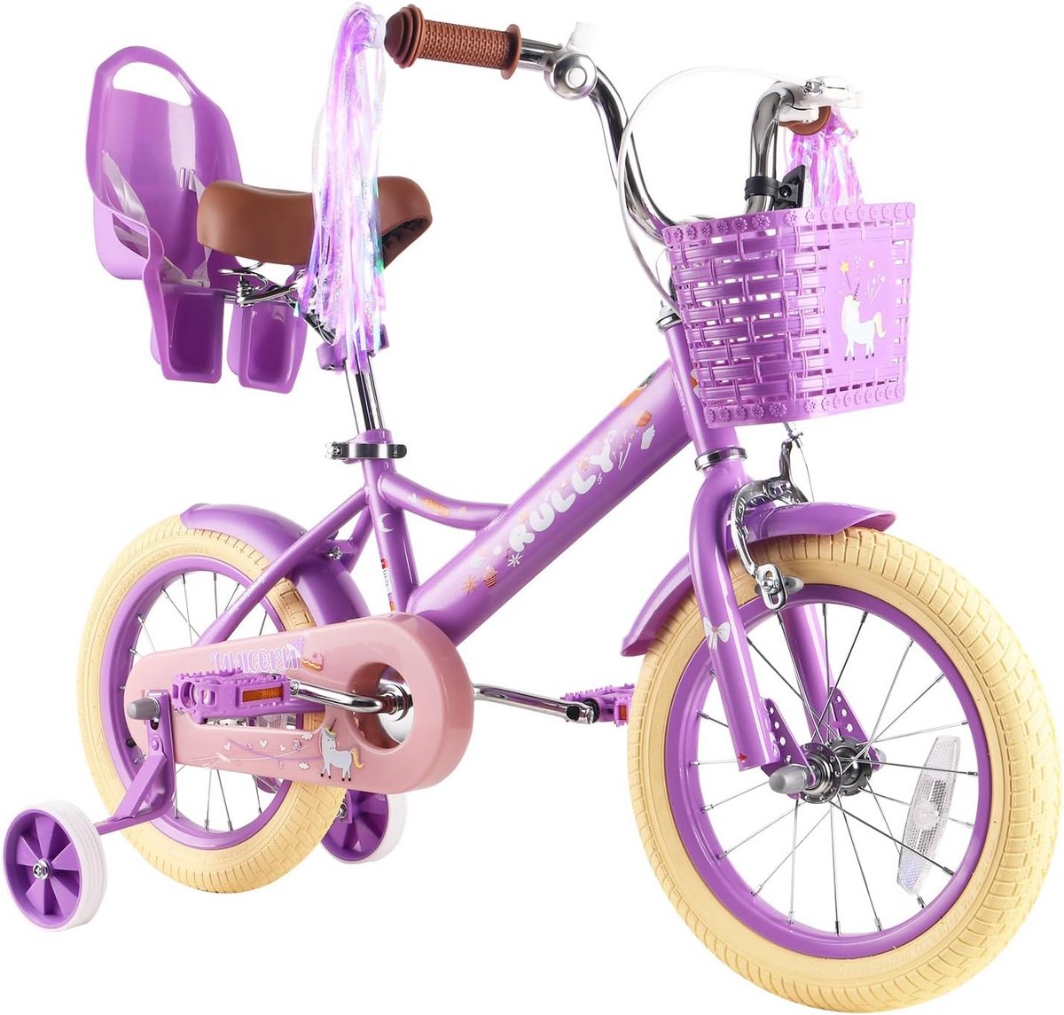 Meisjesfiets 12, 14 of 16 inch met zijwieltjes, voor kinderen van 2 tot 7 jaar, roze en wit Kinderfiets kopen online