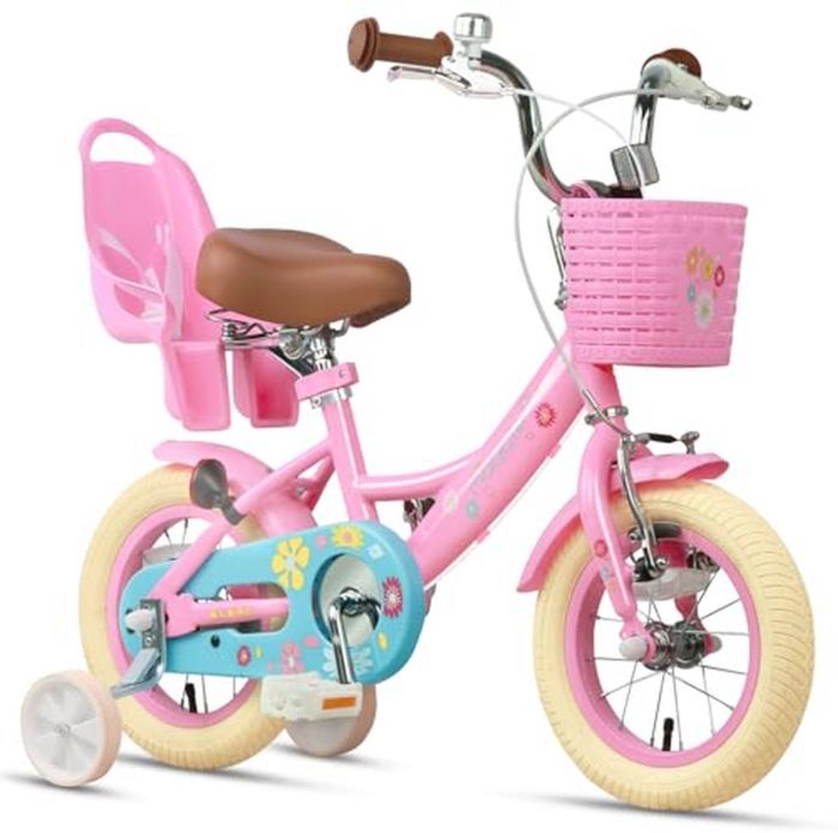 Meisjesfiets 12-20" Prinsessenstijl met Poppenzitje, Mand en Trainingswielen voor Kinderen van 2-13 Jaar Kinderfiets kopen online