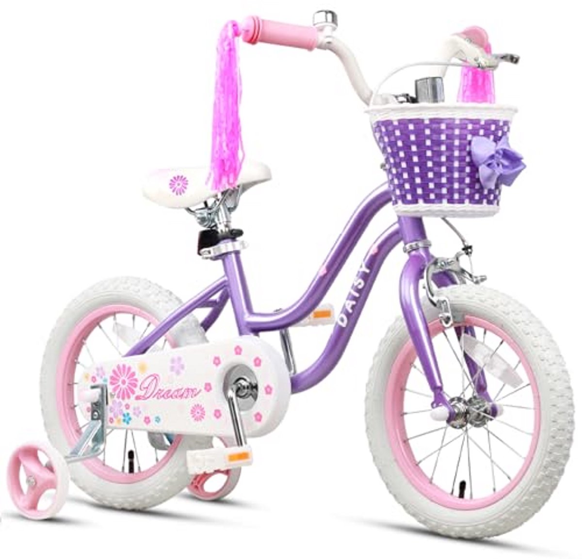 Meisjesfiets 14 inch met trainingswielen, mand en streamers - Prinses stijl voor kinderen 2-8 jaar Kinderfiets kopen online