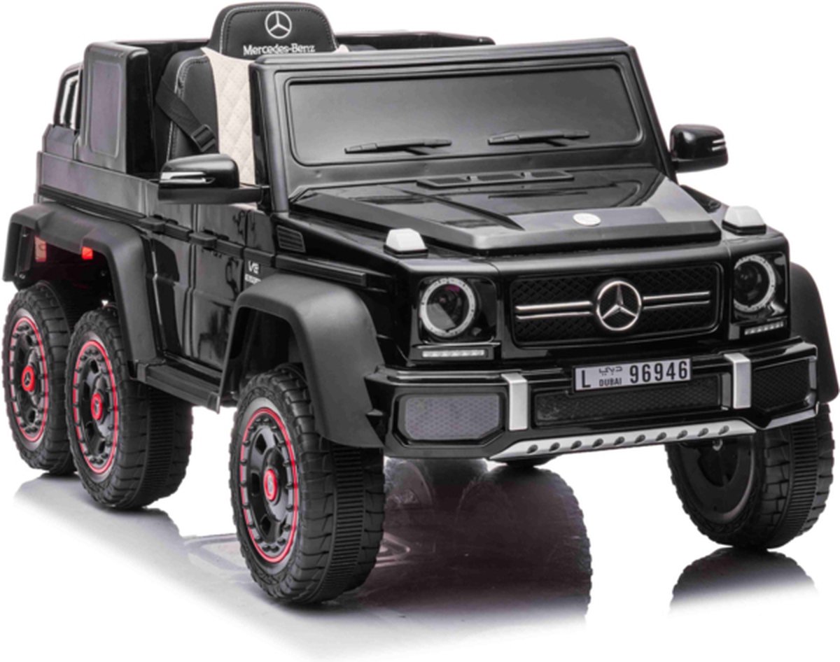 Mercedes-Benz G63, zwart, electrische kinderauto, 6x6 AMG, 1 zitter, met RC en lederlook stoelen | Elektrische Kinderauto | Met afstandsbediening Accuvoertuig kopen online