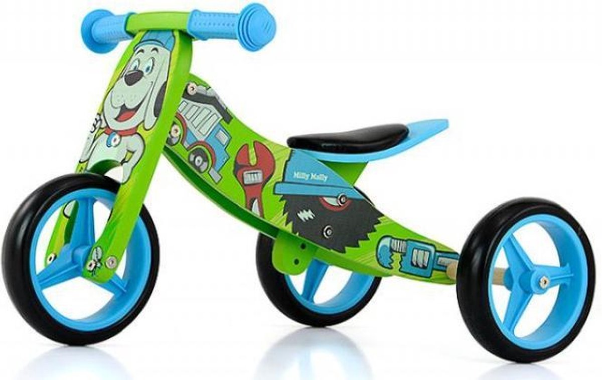 milly mally 2 in 1 loopfiets jake bob loopfiets jongens blauw