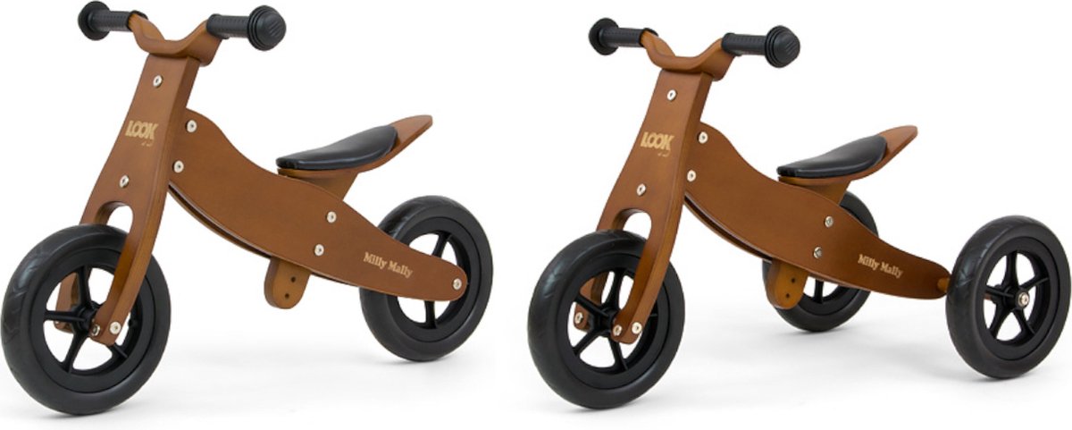 Milly Mally Loopfiets/Driewieler 2in1 Look - Natural Dark Loopfiets kopen online