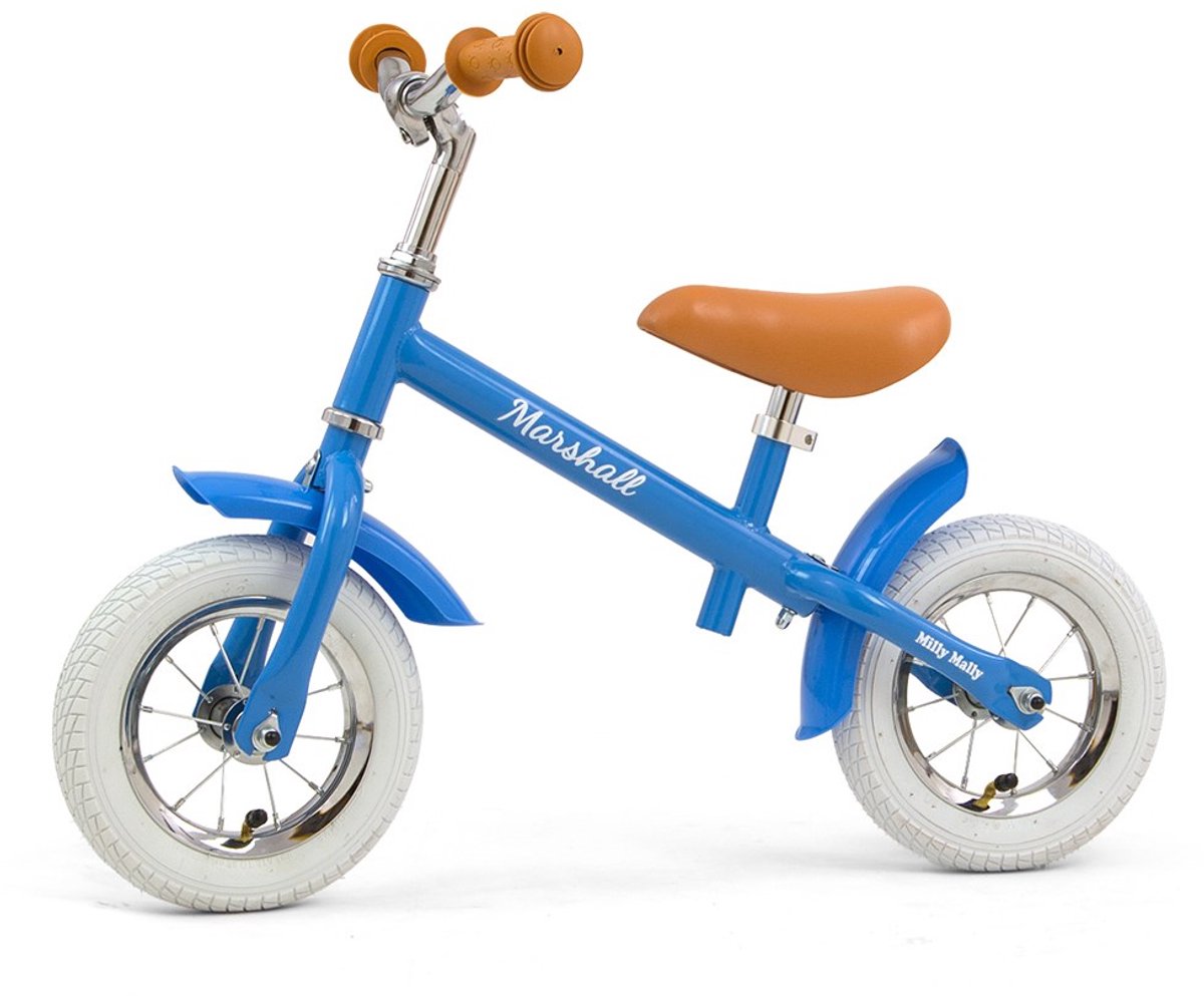 Milly Mally Marshall AIR Loopfiets 10 - opblaasbare wielen - verstelbaar zadel en stuur - blauw Loopfiets kopen online