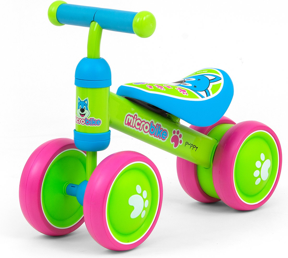 Milly Mally MICRO - loopfiets - puppy - groen blauw roze Loopfiets kopen online