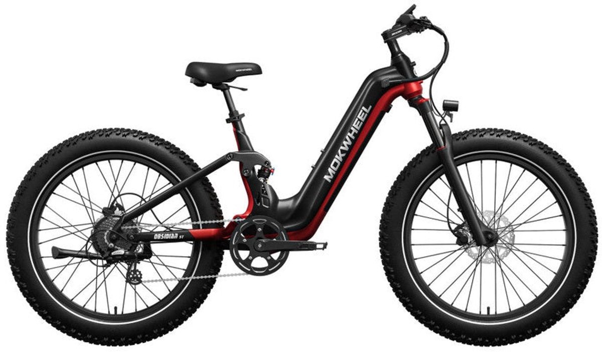 mokwheel obsidian st zwart rood 720wh elektrische fatbike