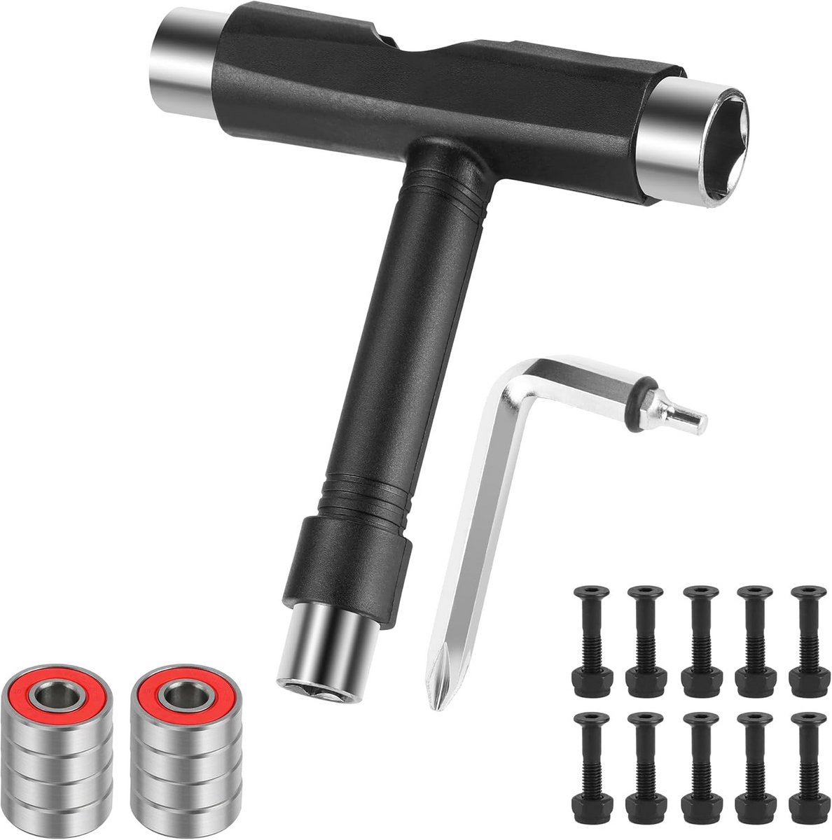 multifunctioneel skateboard gereedschap set met 20 delen en 8 kogellagers