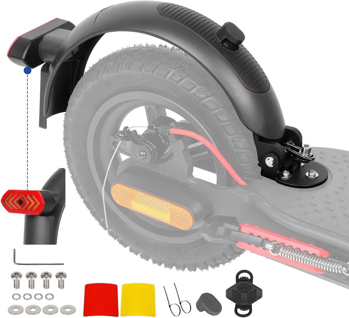 Nordivar - Achterspatbord met achterlicht en richtingaanwijzers - Draadloze afstandsbediening - Grijs - Vervanging voor Xiaomi M365 Pro 1S Pro 2 - Inclusief schroeven Buitenspeelvoertuigaccessoire kopen online