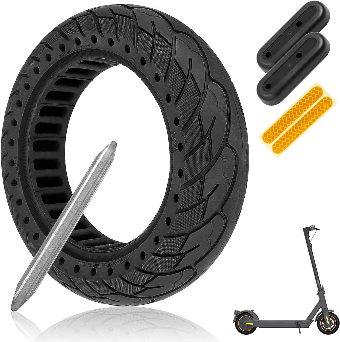 Nordivar - Elektrische Scooter Wielen 10 inch 10 x 2,5 - Pechbestendige Reserveband - Massieve Banden voor Segway Ninebot Max - Achter of Voor - Rubber - 1 Stuk Buitenspeelvoertuigaccessoire kopen online