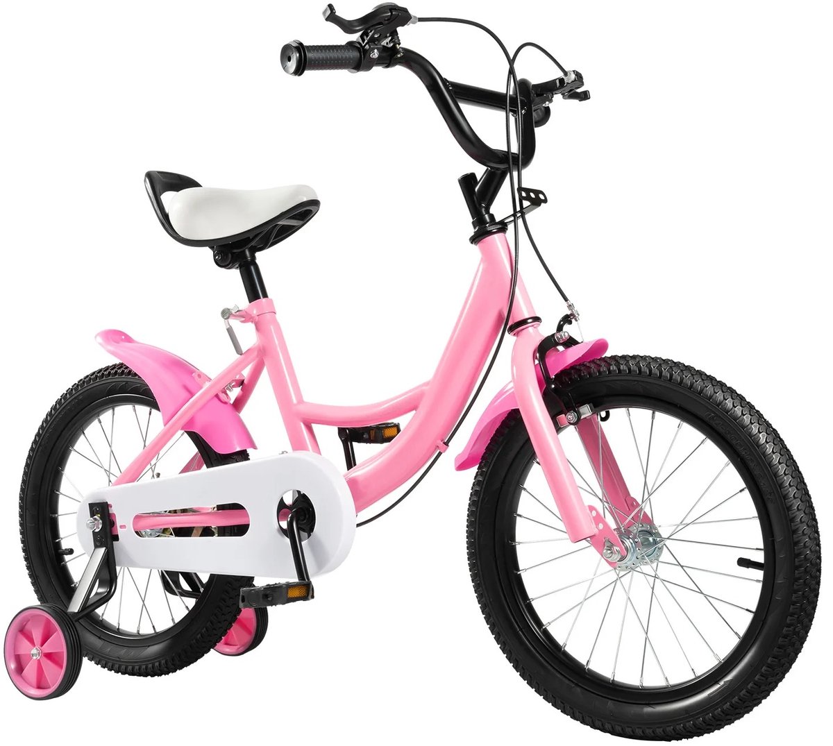 Novendo Goods – Kinderfiets met zijwielen – Verstelbare 5 tot 8 jaar fiets – Hoogte 100-135 cm – Max 50 kg – Veilig & stevig ontwerp - Roze Kinderfiets kopen online
