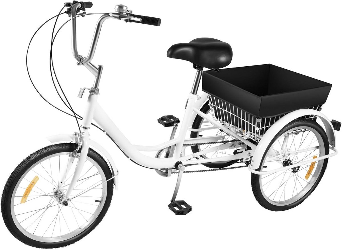 Opvouwbare 20 Inch Volwassen Driewieler met 8 Versnellingen en Grote Boodschappenmand Driewieler kopen online