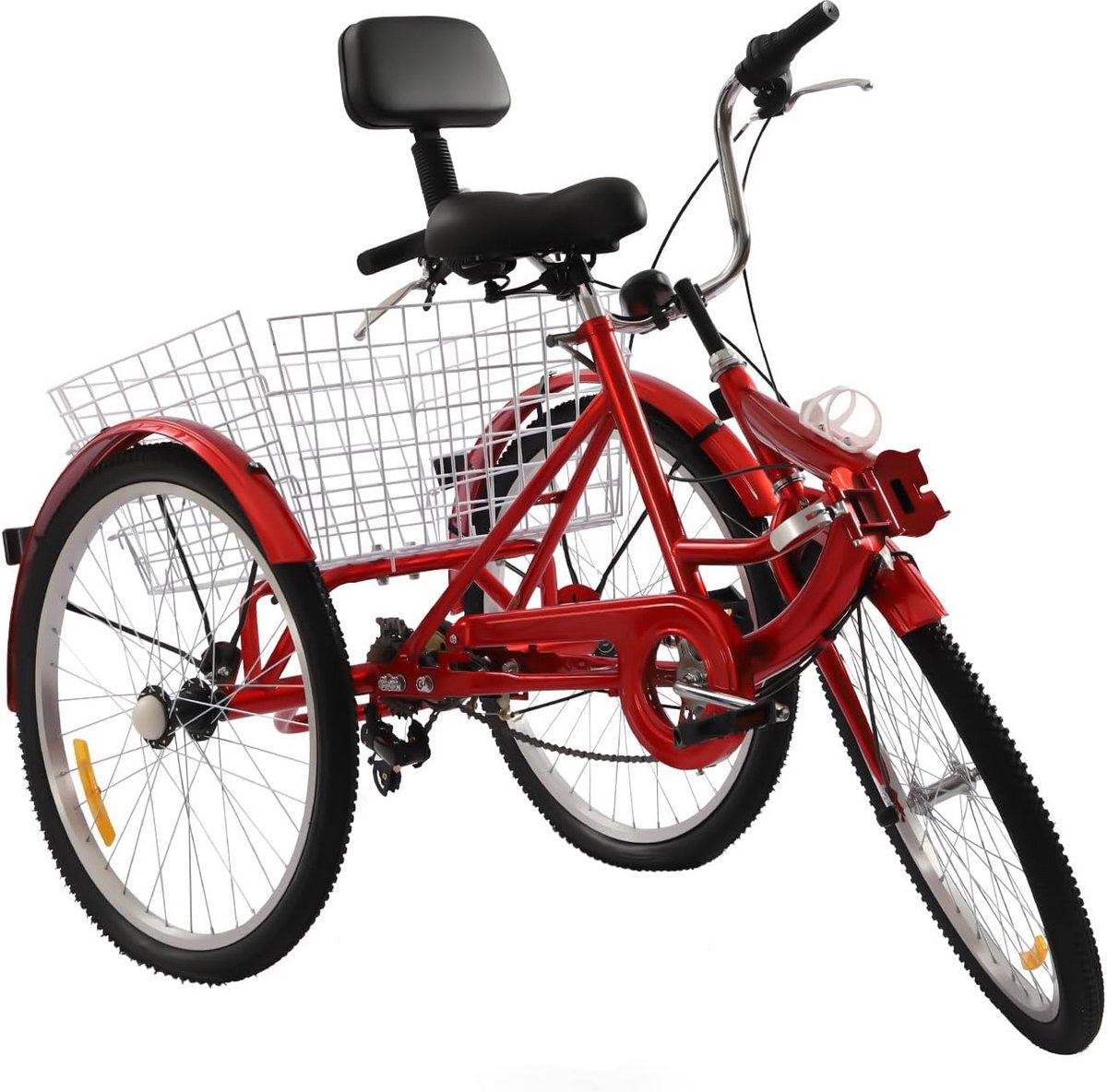 Opvouwbare 24 Inch Driewieler met 7 Versnellingen en Grote Mand voor Volwassenen en Senioren Driewieler kopen online