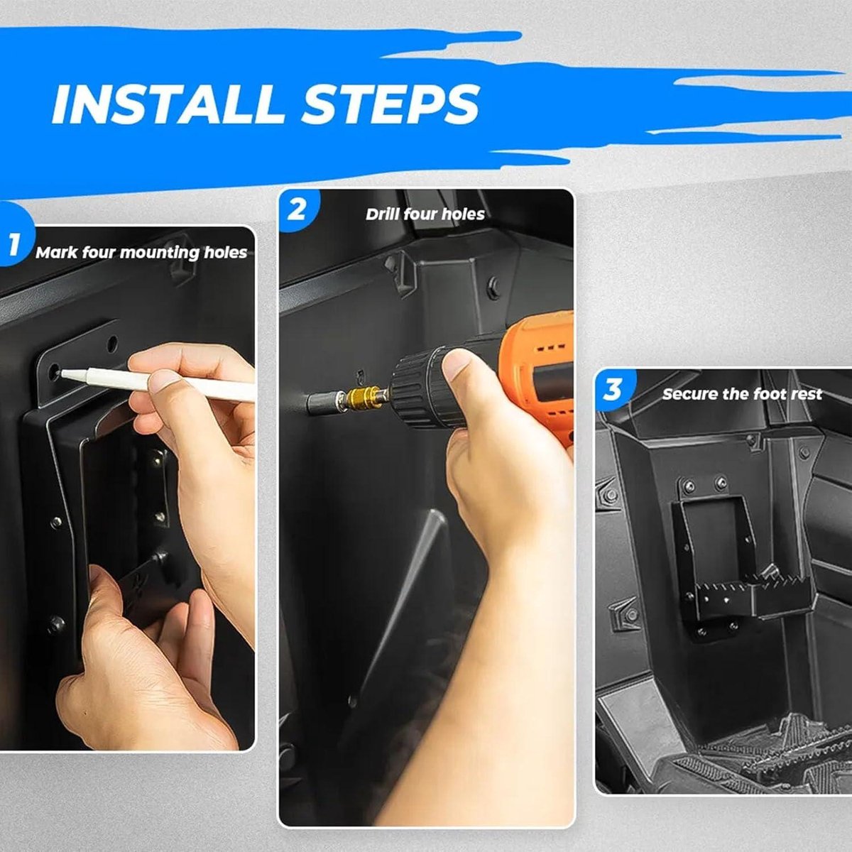 passagiersvoetsteun voor atv opvouwbare universele 4 wielen heavy duty staal zwart antislip grote vertanding achterpassagiersvoetsteun voor sportsman scramble duurzaam comfortabel betrouwbaar