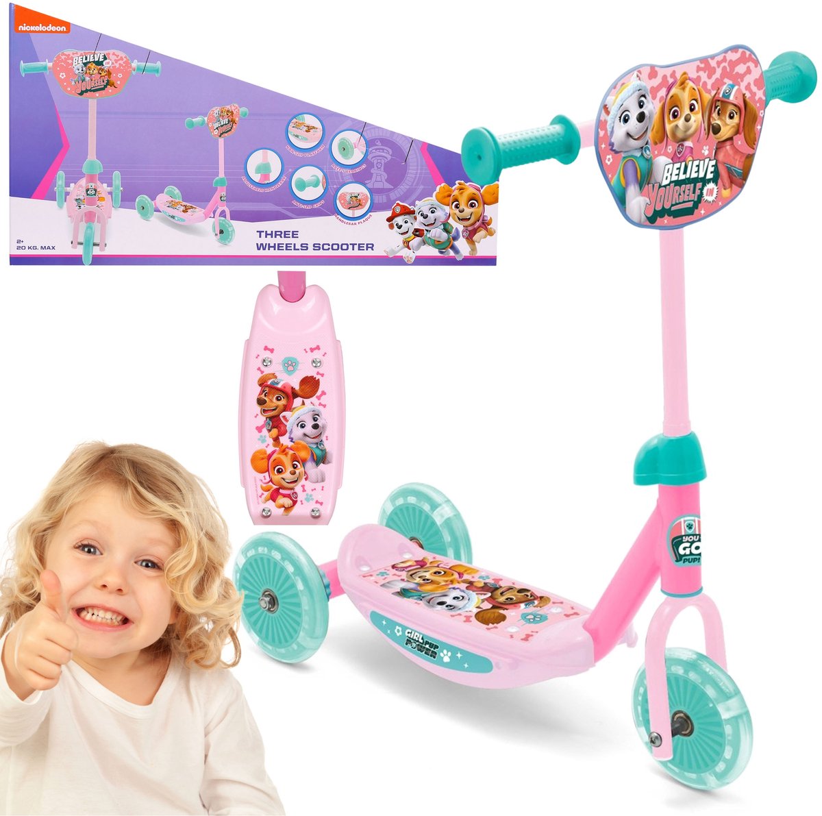 Paw Patrol Driewieler step voor meisjes, evenwicht step, verstelbaar, tot 20 kg Step kopen online