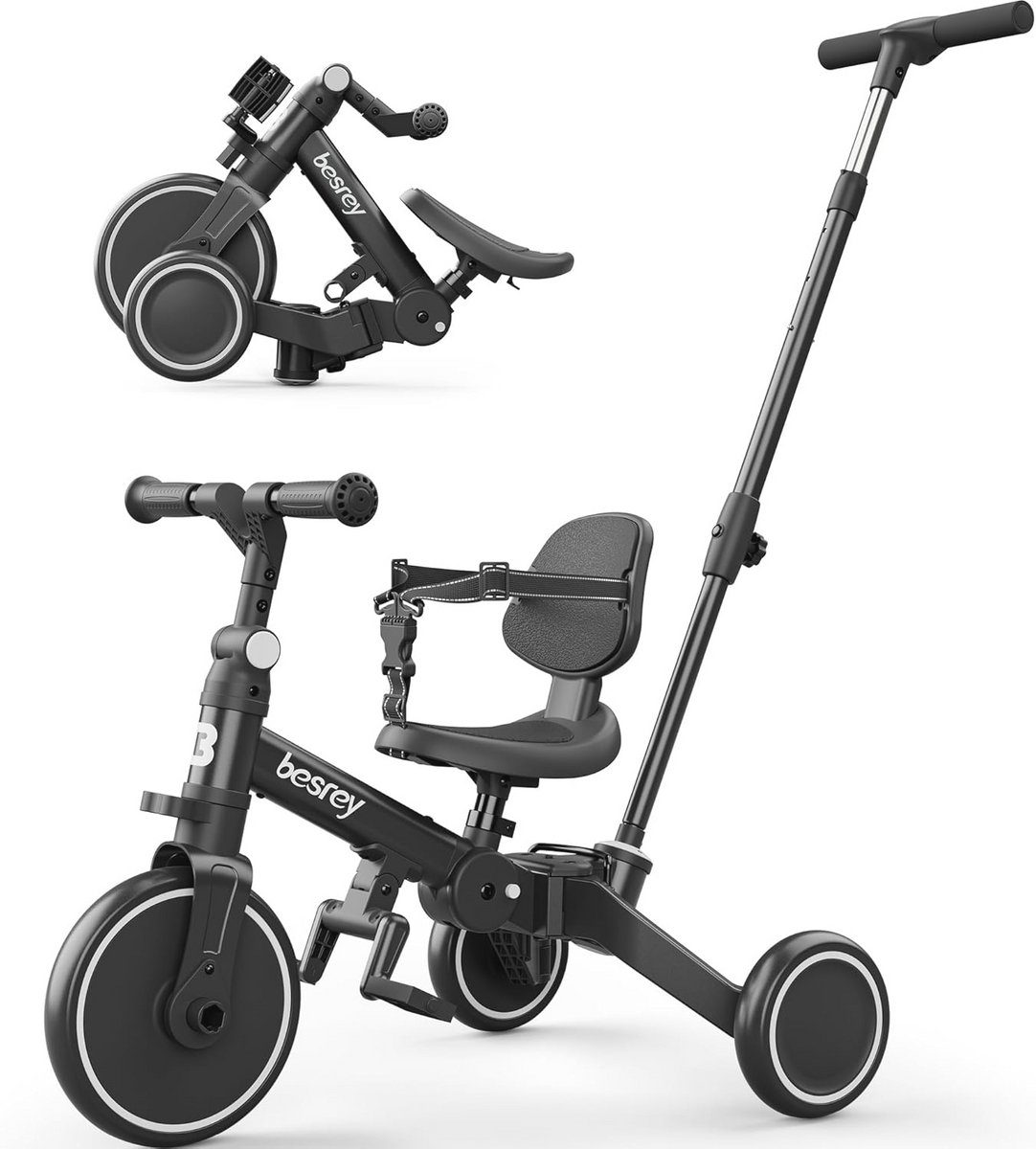 peuterfiets met duwstang en in hoogte verstelbare zitting voor 1 3 jaar