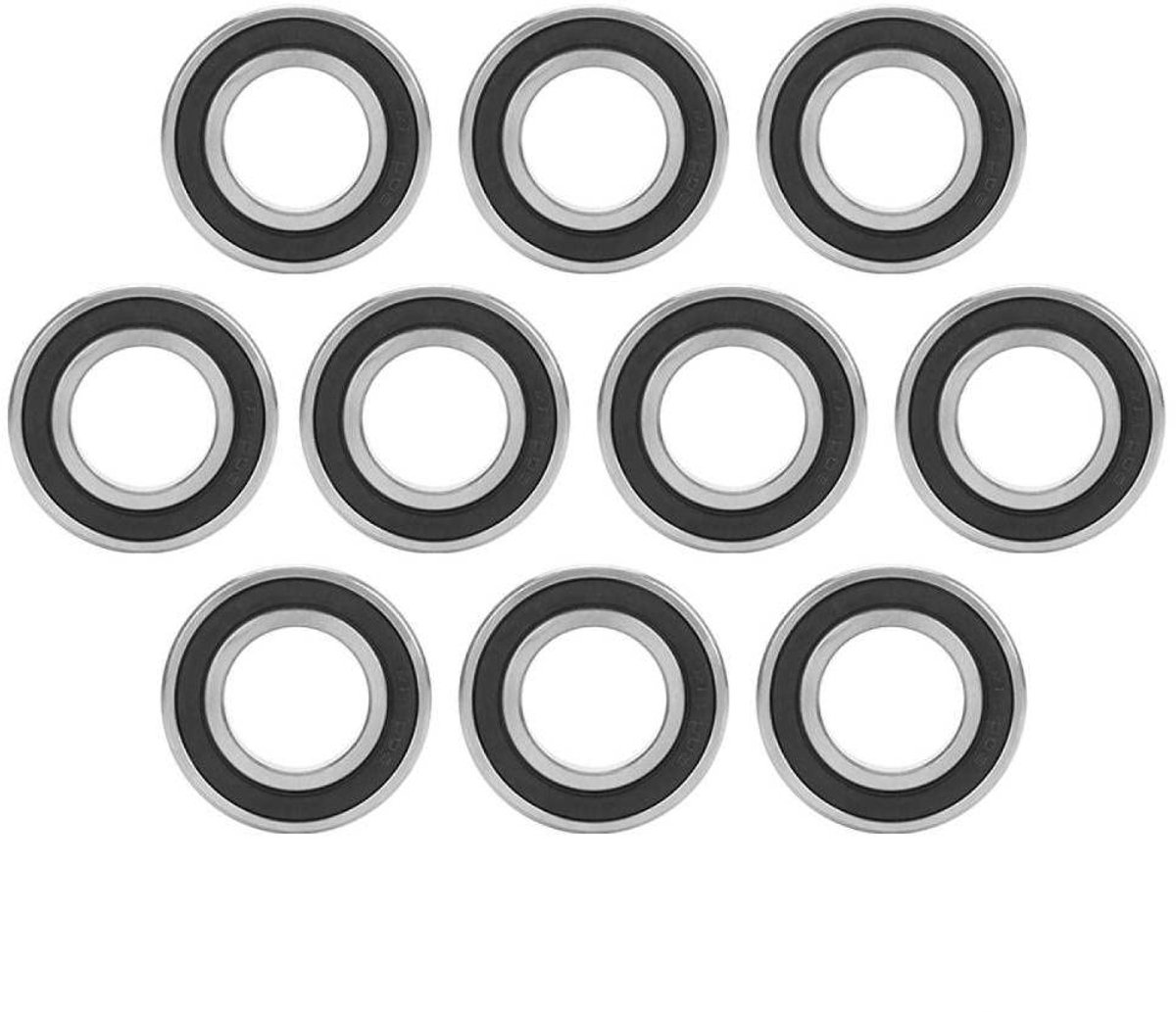 Premium set van 10 roestvrijstalen kogellagers - 6005 2RS 25x47x12 mm - dubbel afgeschermd en rubber verzegeld - voor hoge snelheid en duurzaamheid. Skateonderdeel kopen online