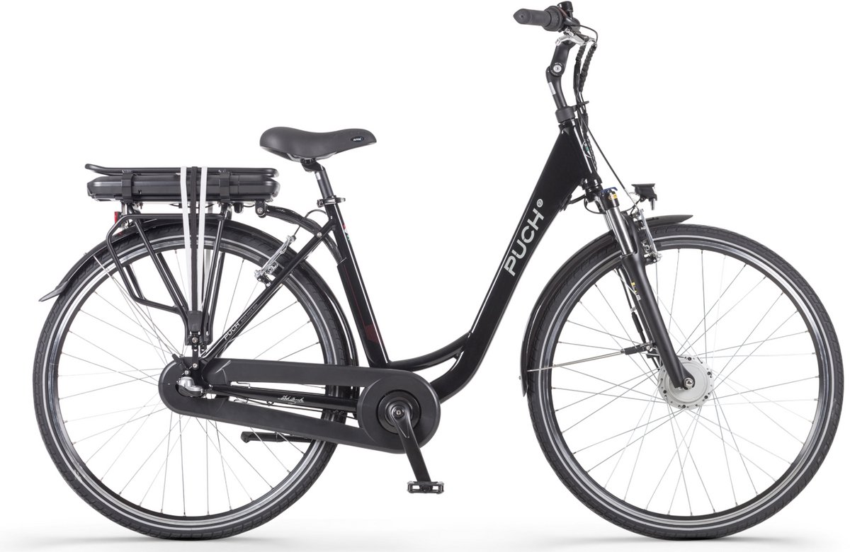 puch e folk n3 elektrische unisex stadsfiets 28 inch zwart voorwielmotor shimano nexus 3 versnellingen 468 wh accu