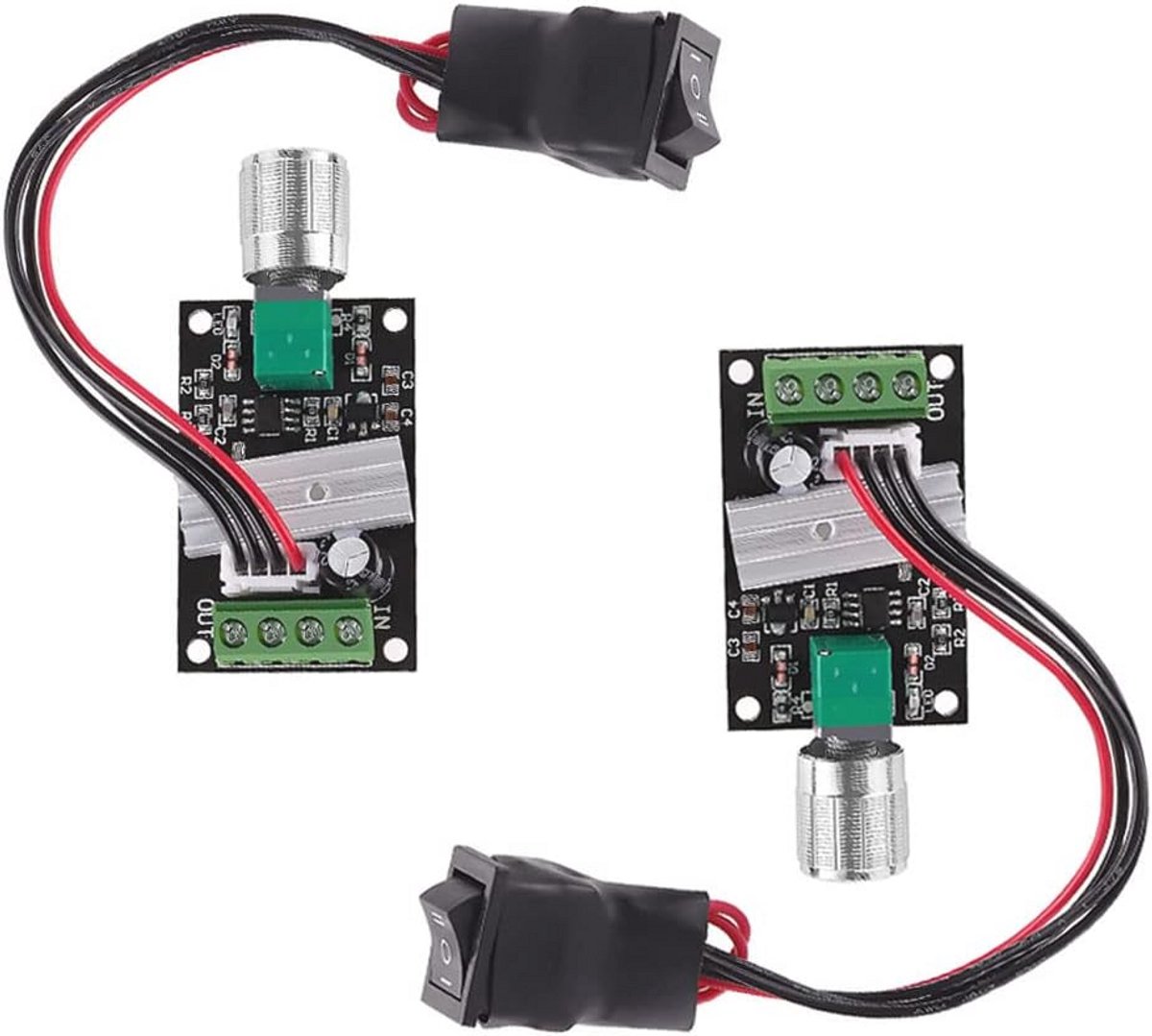 PWM DC Motor Snelheidsregelaar 2 Stuks 6V 12V 24V 3A 80W Loopmotor kopen online
